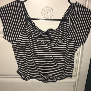 Black & White Striped Crop